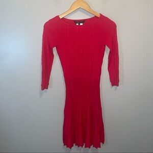 BCBGMaxazria Red Ribbed Sweater Dress